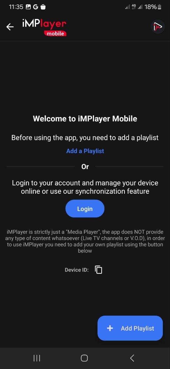 iMPlayer IPTV Mobil Instruktioner Mobil Svensk IPTV Steg 1